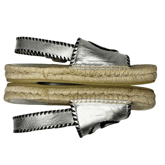 Gucci Pilar GG Espadrille Sandals EU 37 US 7 Metallic Silver Slingback Logo - Picture 7 of 14